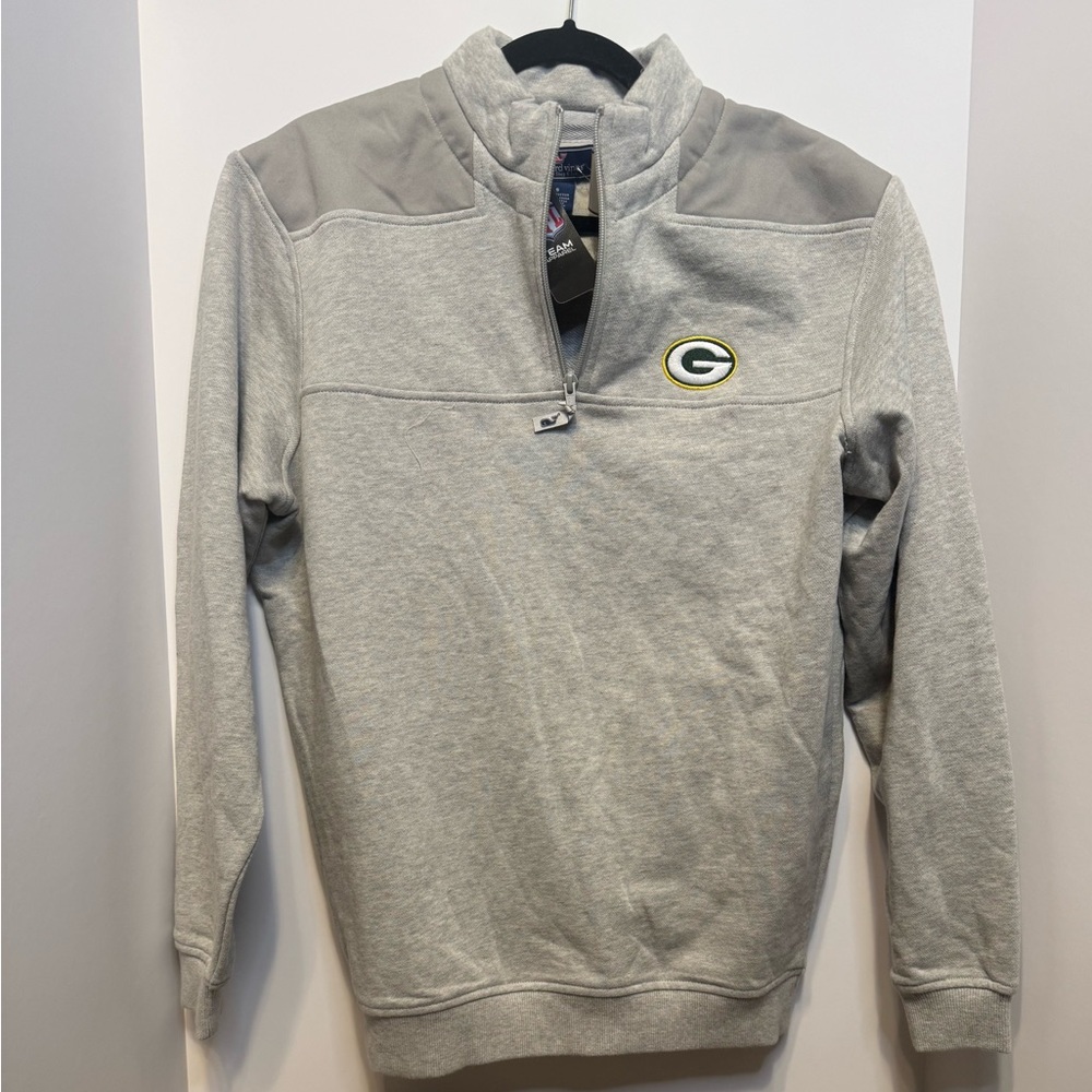 Vineyard Vines Men’s Light Gray Small Green Bay Packers Zip-Up Sweater NWT